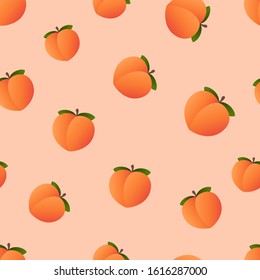 Emoji Peach pattern. Fruit wallpaper. Vector