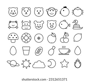 emoji pencil drawing simple icons vector set