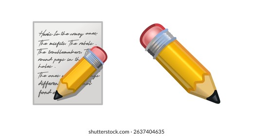 Emoji pencil icon set. Pencil icon in flat style. Office supplies vector illustration on isolated background. Writing sign business concept.