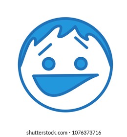 emoji with person that got caught doing smth wrong & biting lip with smirking facial expression and raised brows, simple hand drawn emoticon, ball or circle shaped face, eps 10 vector illustration