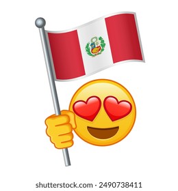 Emoji with Peru flag Large size of yellow emoji smile