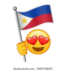 Emoji with Philippines flag Large size of yellow emoji smile