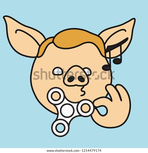 emoji pig boy that holding fidget stock vector royalty free