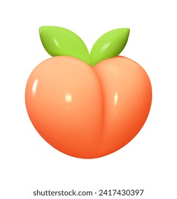 Fruto de melocotón rosa emmoji. Icono de la caricatura 3d de Emotion. Ilustración del vector