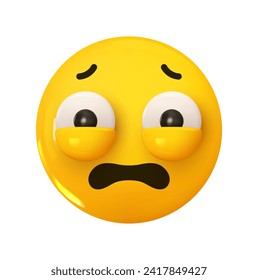 Emoji Pading Face Emoji. Icono de la caricatura 3d de Emotion. Emoticon redondo amarillo. Ilustración del vector