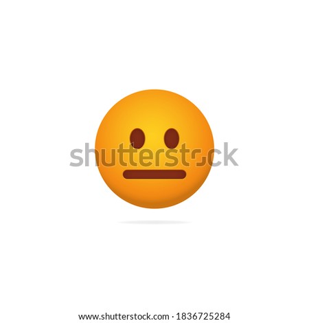 Emoji poker face. Dispassionate expression of yellow character with neutral mood expressionless social indifference absence of vivid emotions and complete calmness to vector of what is happening.