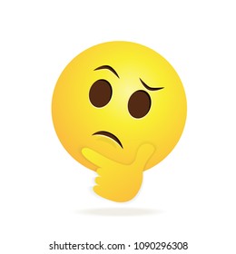 Emoji pondering face isolated on white background. Emoji face for web site, app, ui and t shirt. Vector illustration, eps 10