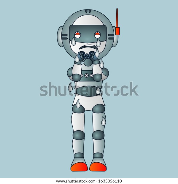 Emoji Poor Upset Robot That Weeps Stock Vector Royalty Free 1635056110