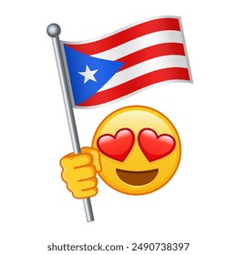 Emoji con la bandera de Puerto Rico Grande tamaño de la sonrisa de emoji amarillo