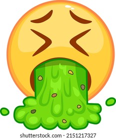 Emoji Puke Emoticon. Poisoning, Nausea, Disgusting Emoji.