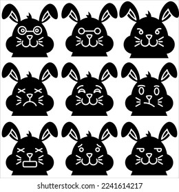 Emoji rabbit icon glyph style part four