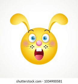 Emoji, rabbit's face, surprise, shock. Vector EPS10