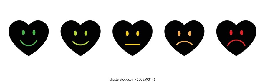 emoji, rating emoji in heart, feedback emojis in heart, very happy emojis, happy emojis, bad and very bad emojis, rating emoji