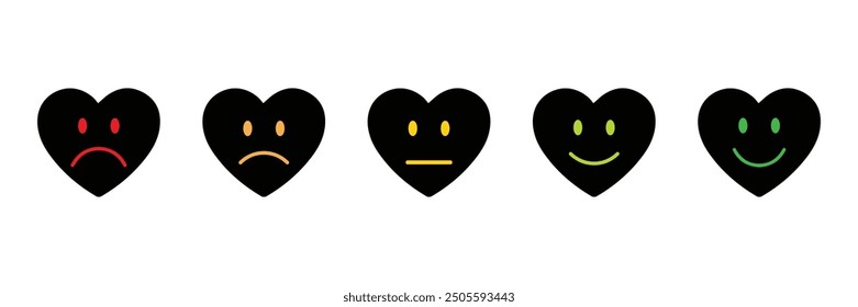 emoji, rating emoji in heart, feedback emojis in heart, very happy emojis, happy emojis, bad and very bad emojis, rating emoji