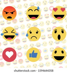 Emoji reactions. Flat design. Social media emoticons.