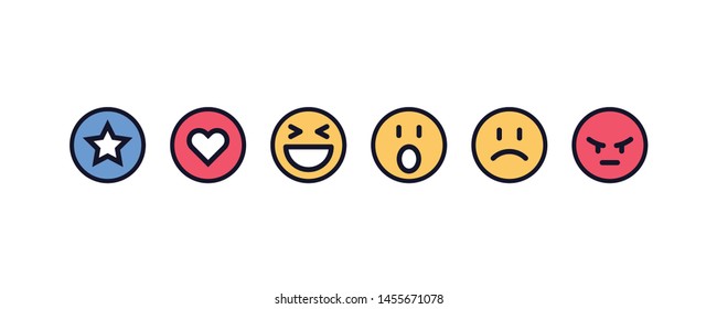 Emoji Reactions Line Design Vector