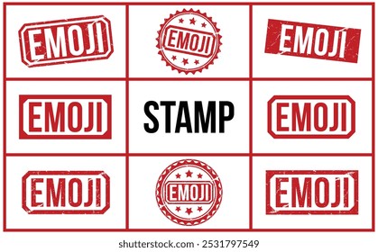 Emoji Red rubber stamp on white background. Emoji stamp sign. Emoji stamp.