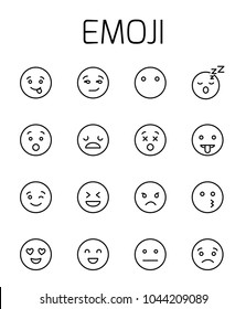 Emoji related vector icon set. Well-crafted sign in thin line style with editable stroke. Vector symbols isolated on a white background. Simple pictograms.