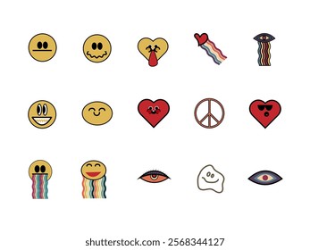 Emoji Retro Design Element Set