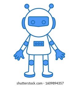 emoji with retro robot or just bot with antennas and a helmet, simplistic facial expression vector illustration, simple hand drawn emoticon, funny cartoon character