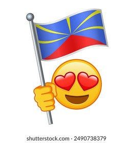 Emoji with Reunion flag Large size of yellow emoji smile