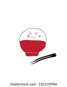 Emoji rice icon on white background.