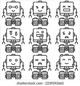 Emoji robot outline style part fourteen