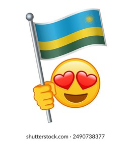 Emoji with Rwanda flag Large size of yellow emoji smile