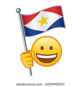 Emoji with Saba flag Large size of yellow emoji smile
