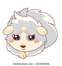 Emoji with a sad cavy. Cartoon guinea pig, color drawing, Sad emoticon,  isolated on transparent background 