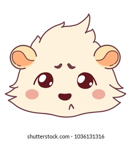 Emoji with a sad cavy, offended emoticons, dissatisfied emoji. Cartoon guinea pig, color head, Dissatisfied emoticon,  isolated on transparent background