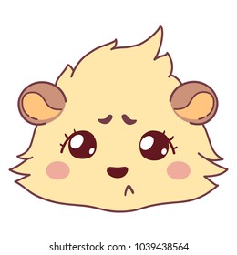 Emoji with a sad cavy, offended girl emoticons, dissatisfied emoji. Cartoon guinea pig, color head, Dissatisfied emoticon,  isolated on transparent background 