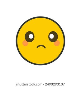 Emoji sad emoticon isolated on white background.
