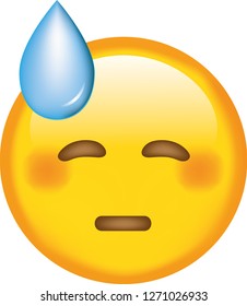 Emoji. Sad face.  Cute emoticon isolated on white background.