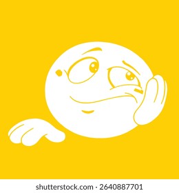 Emoji Sad Face Reaction in Vector Art Black With Emoji Illustration Outline Art
