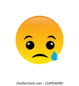 Emoji sad face vector isolated on white background. Emoji crying face for web site, app, ui and t shirt. Vector illustration