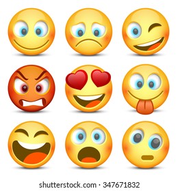 Emoji And Sad Icon Set. Vector Illustration