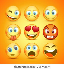 Emoji and sad icon set. Vector illustration collection