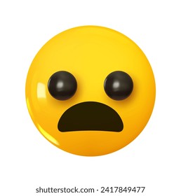 Emoji Sad and thoughtful face. Emotion 3d cartoon icon. Yellow round emoticon. Vector illustration