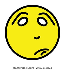 Diseño de iconos llenos de línea de Vector triste emoji