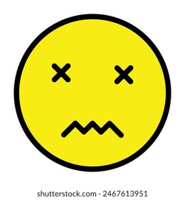 emoji sad Vector Line Filled Icon Design