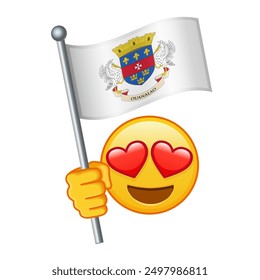 Emoji with Saint Barthelemy flag Large size of yellow emoji smile