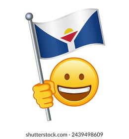 Emoji with Saint Martin flag Large size of yellow emoji smile