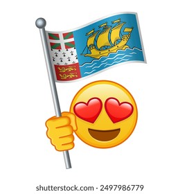 Emoji with Saint Pierre and Miquelon flag Large size of yellow emoji smile