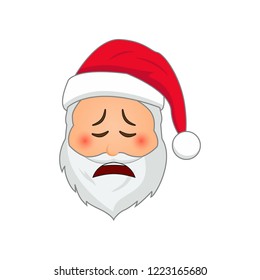 Emoji Santa Claus. Winter Holidays Emoticon. Santa Clause in weeping emoji icon