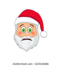 Emoji Santa Claus. Winter Holidays Emoticon. Santa Clause in surprised emoji icon