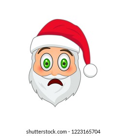 Emoji Santa Claus. Winter Holidays Emoticon. Santa Clause in frightened emoji icon