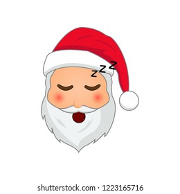 Emoji Santa Claus. Winter Holidays Emoticon. Santa Clause in asleep emoji icon