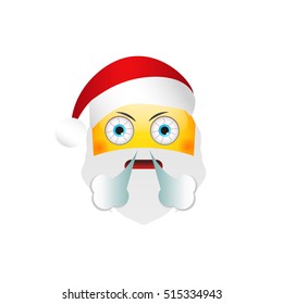 Emoji Santa Claus. Winter Holidays Emoticon. Mad Emoticon. V