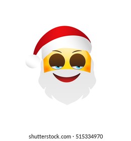 Emoji Santa Claus. Winter Holidays Emoticon. Cunning Emoticon. 